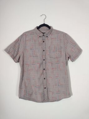 Prana Geometric Print Broderick Slim Fit Button Down Short Sleeve Shirt